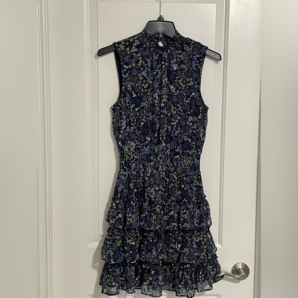 MSK floral midi dress with ruffled skirt size s
